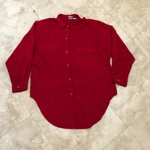 Women's Long Sleeve Red Button Down